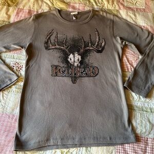 RedHead Gray Long Sleeve Shirt with Deer Graphic